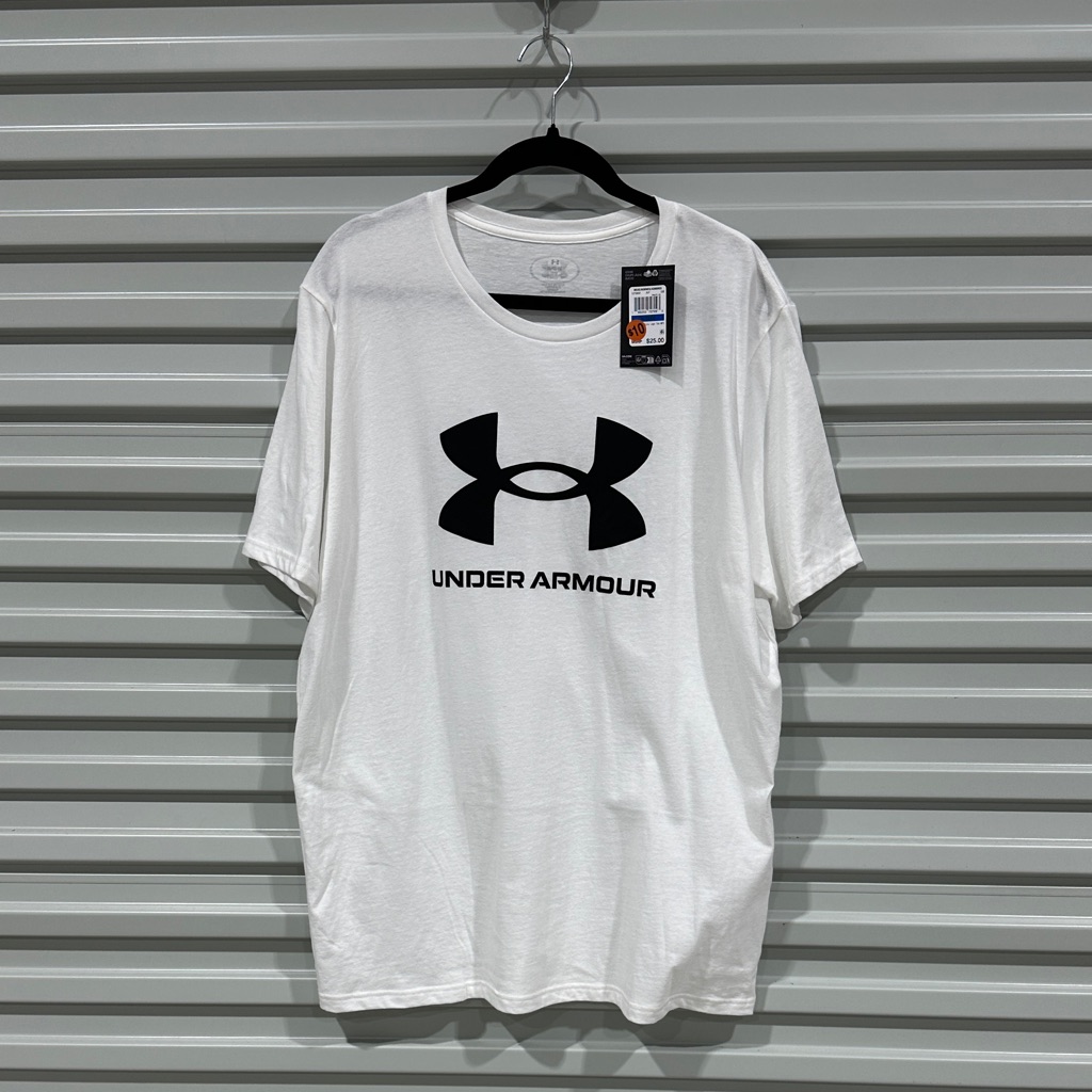 Under Armour White Short-Sleeve Tee With Black Logo